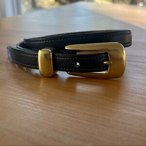 Coach Black Leather Belt with Gold Buckle